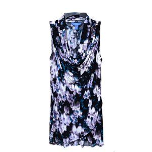 Simply Vera, Vera Wang Simply Breathe, Cowl Neck Tank Top, Blue White, Size XS